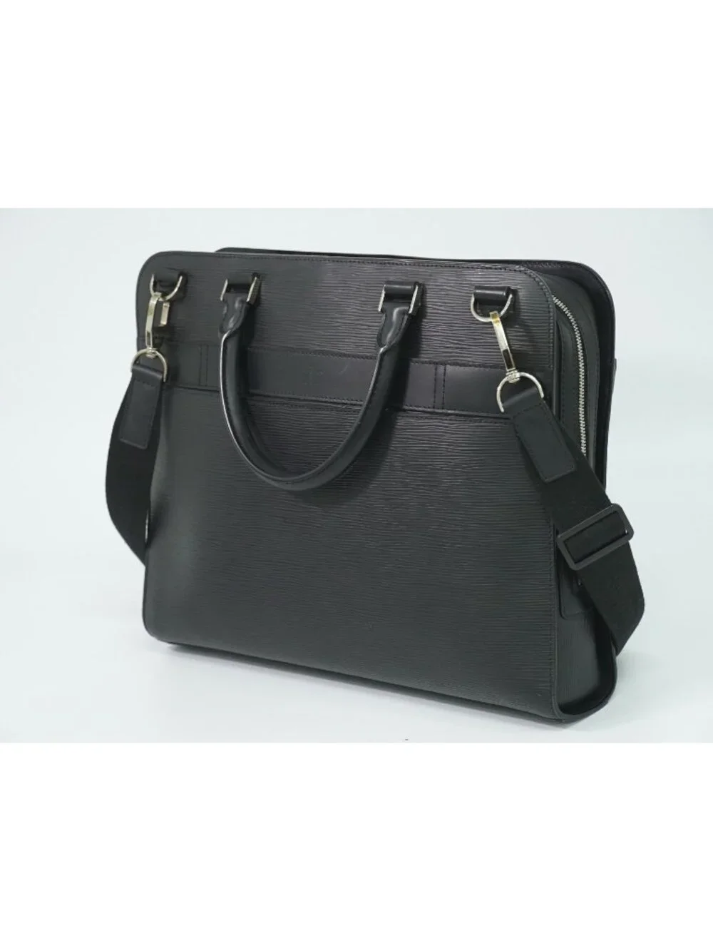 Louis Vuitton LV Bassano MM Epi Leather 2-Way Business Bag Handbag Noir Black